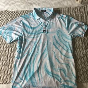 Bad Birdie Blue and White Striped Polo Shirt